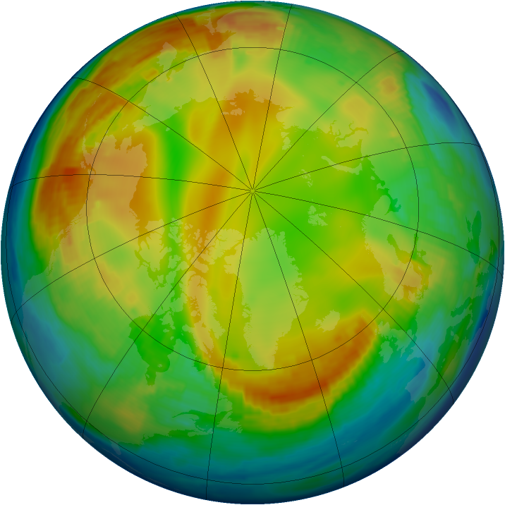 Arctic ozone map for 15 January 1999